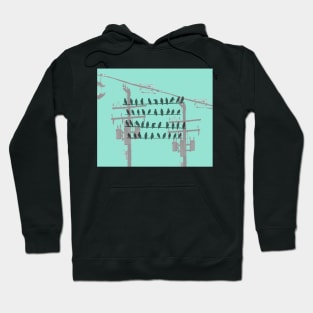 Birds On A WIre - Turquoise Hoodie